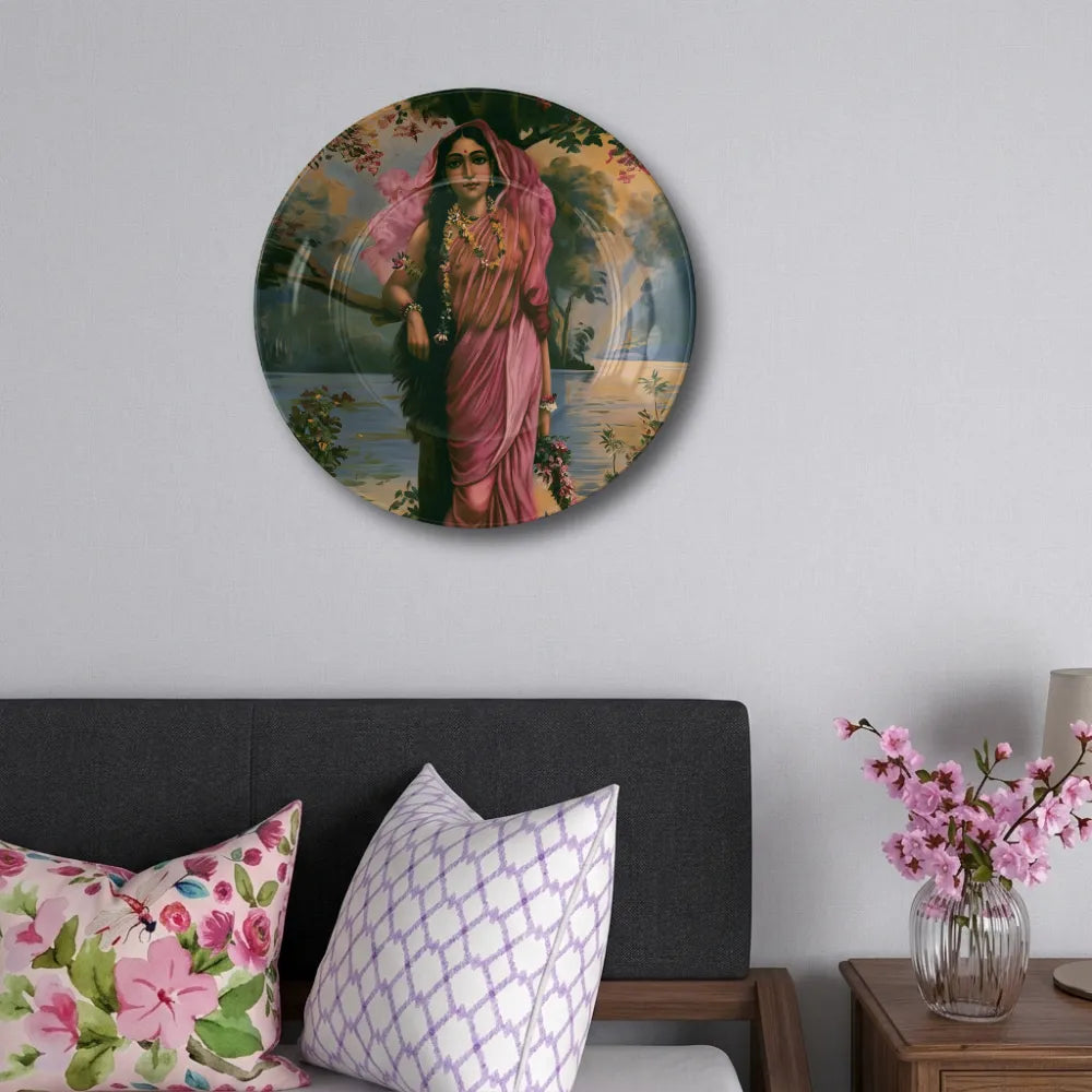 Raja Ravi Varma Inspired Lady in Pink Saree
