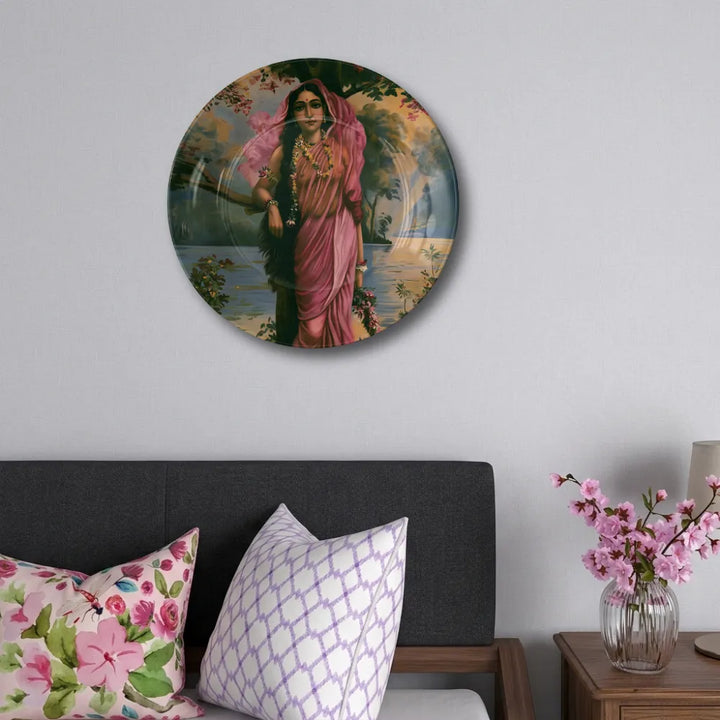 Raja Ravi Varma Inspired Lady in Pink Saree