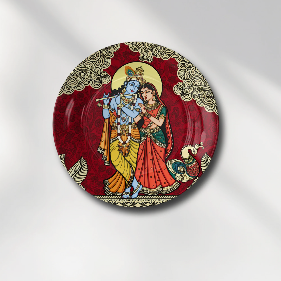 Traditional Radha Krishna & Peacock