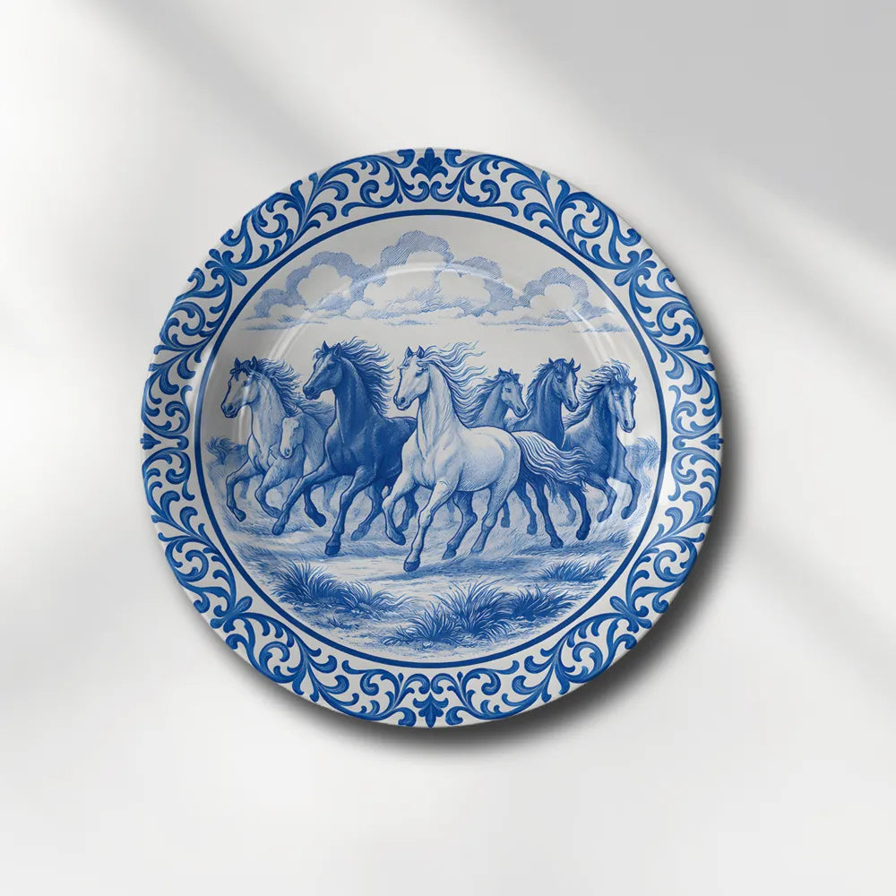 Royal Blue Seven Running Horses