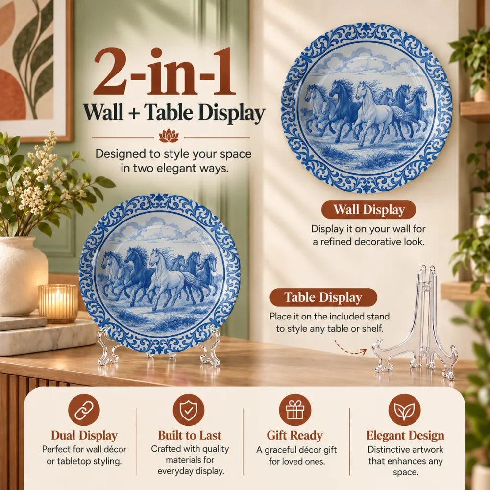Royal Blue Seven Running Horses