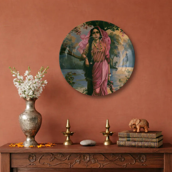 Raja Ravi Varma Inspired Lady in Pink Saree