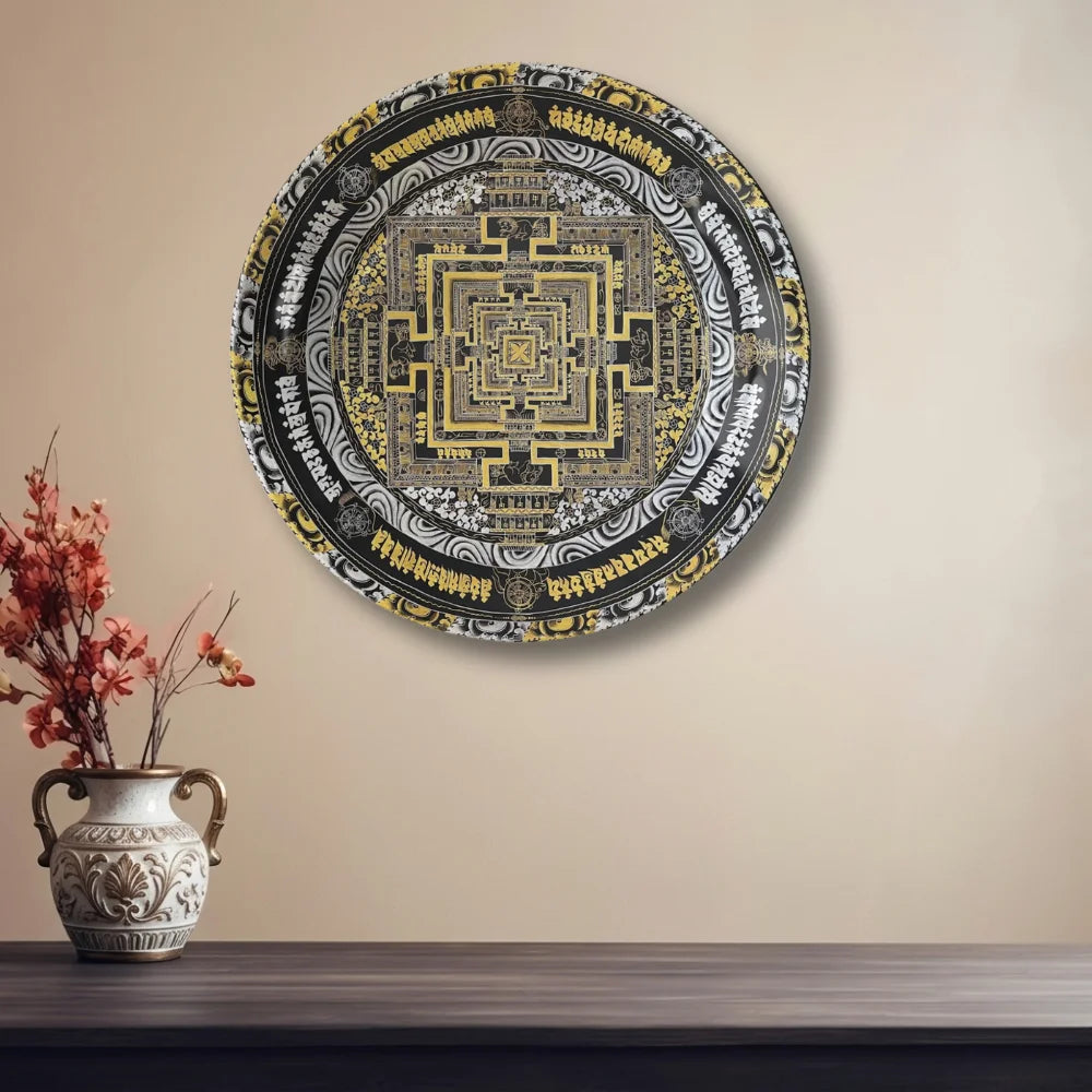 Black Gold Tibetan Mandala Plate