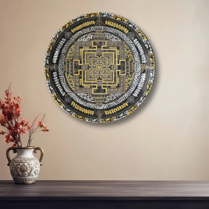 Black Gold Tibetan Mandala Plate
