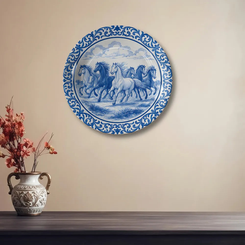 Royal Blue Seven Running Horses