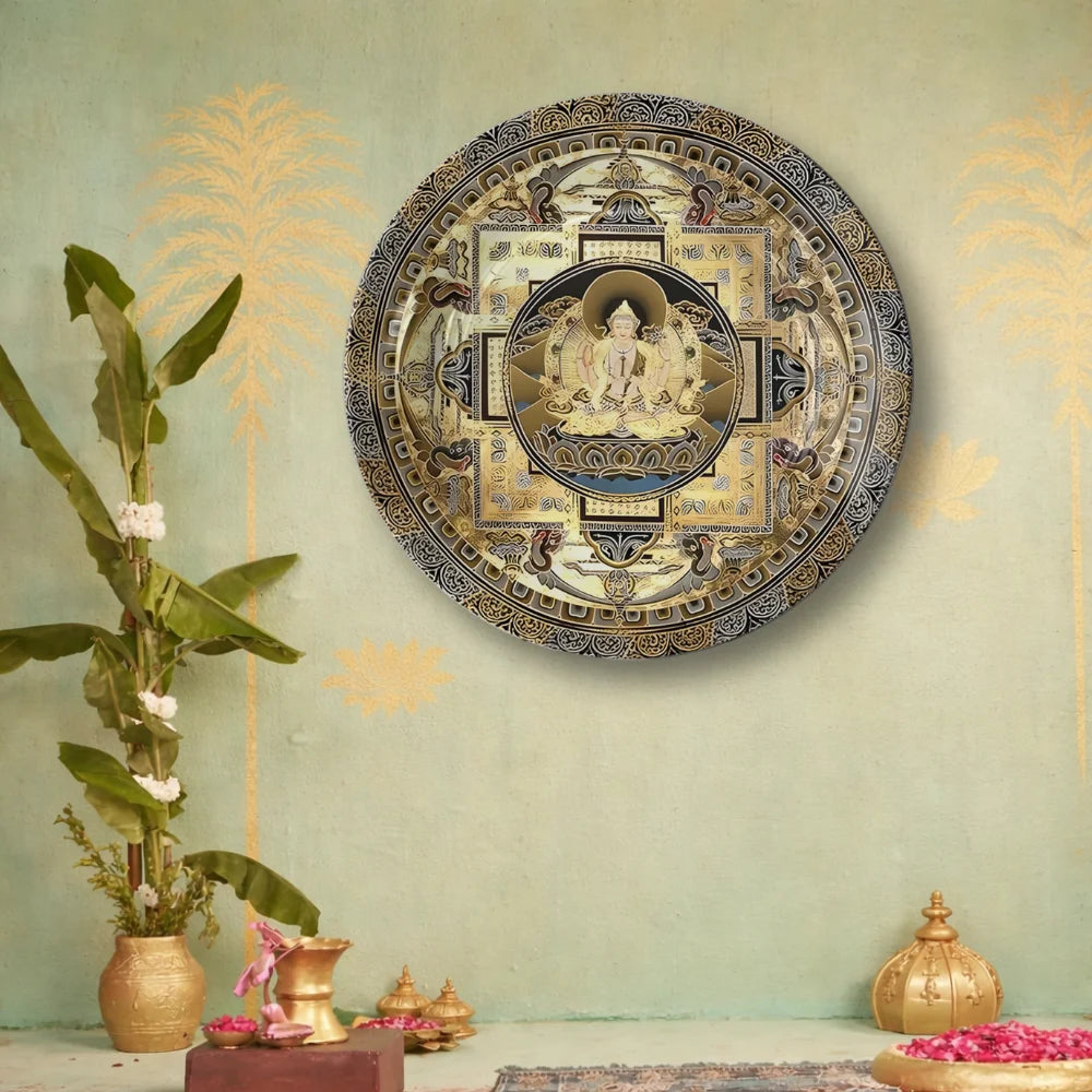 Golden Tibetan Deity Mandala Plate