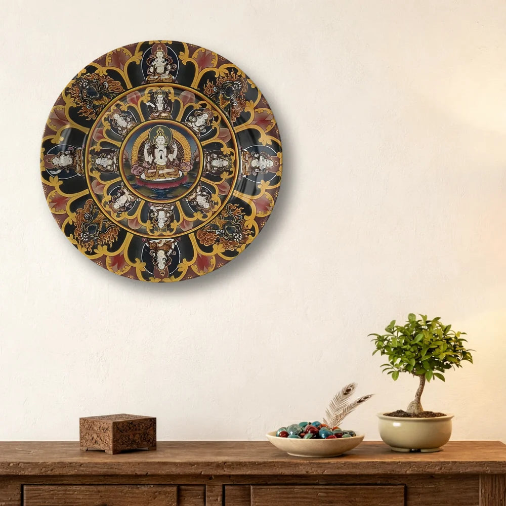 Tibetan Deity Circle Art Plate