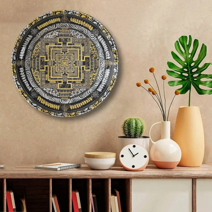 Black Gold Tibetan Mandala Plate