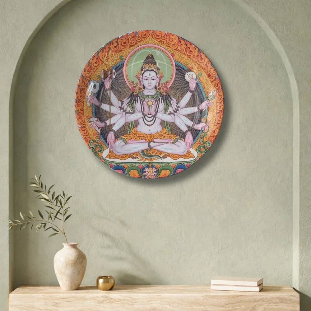 Tibetan Multi-Arm Deity Art Plate