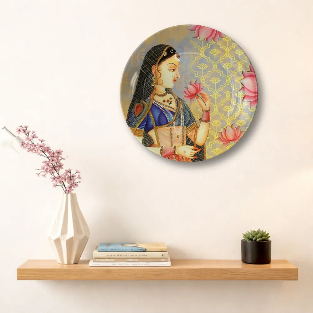 Royal Indian Lady with Pink Lotus