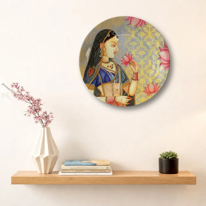 Royal Indian Lady with Pink Lotus