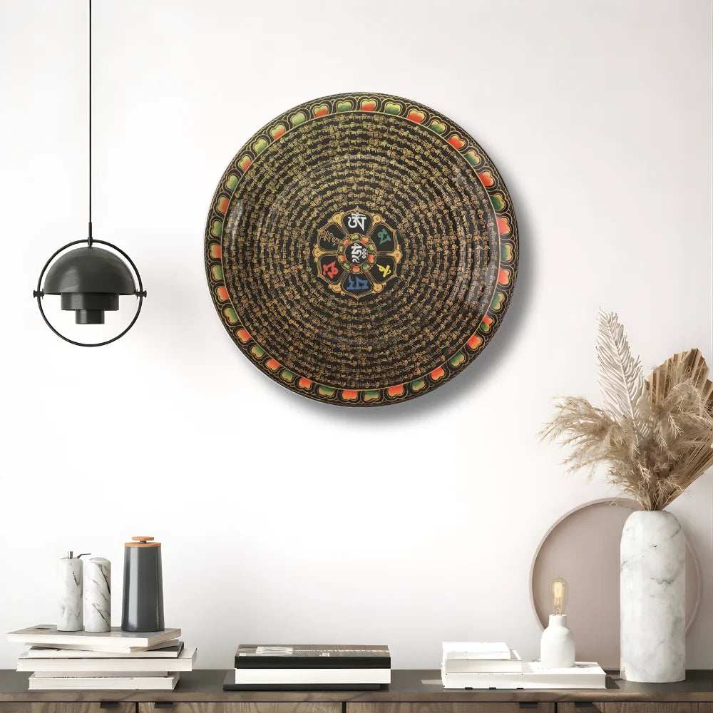 Tibetan Mantra Circle Art Plate