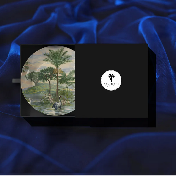 Tropical Crane Birds & Palm Forest Landscape