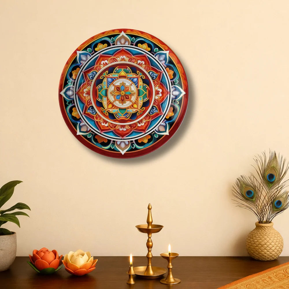 Colorful Tibetan Lotus Mandala Plate