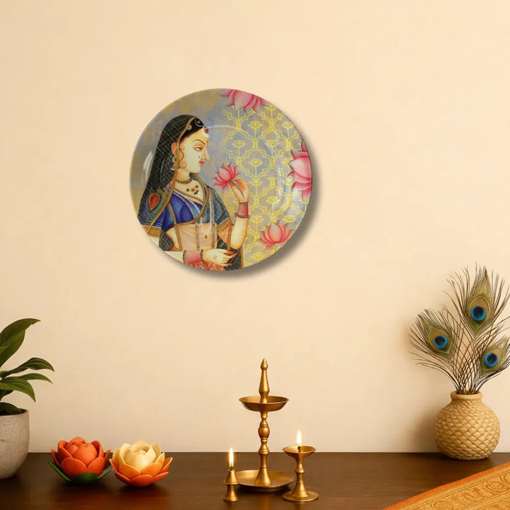 Royal Indian Lady with Pink Lotus