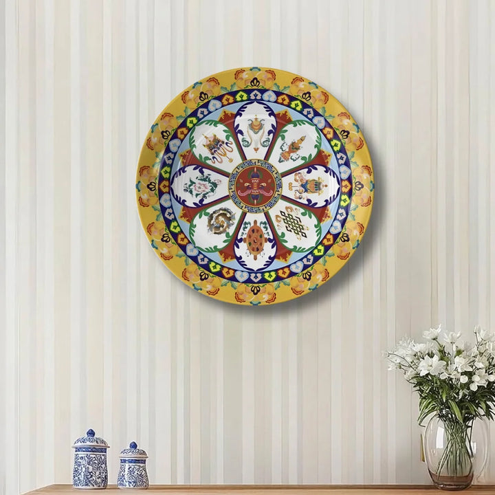 Tibetan Auspicious Symbol Art Plate
