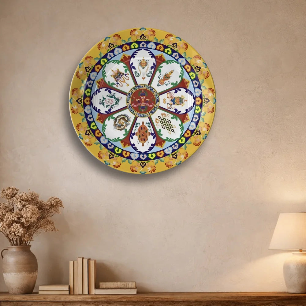 Tibetan Auspicious Symbol Art Plate