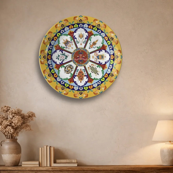 Tibetan Auspicious Symbol Art Plate