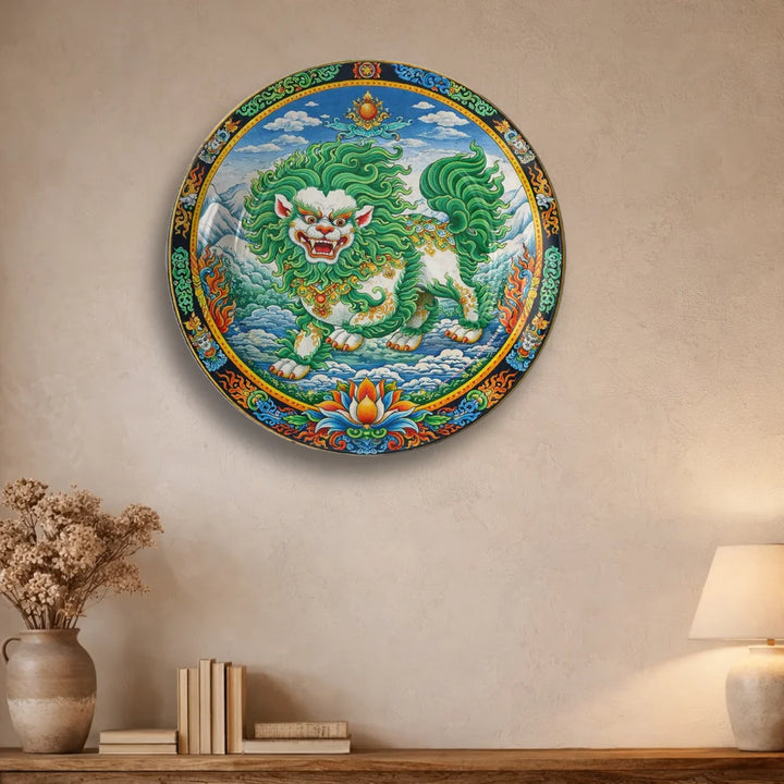 Tibetan Snow Lion Art Plate