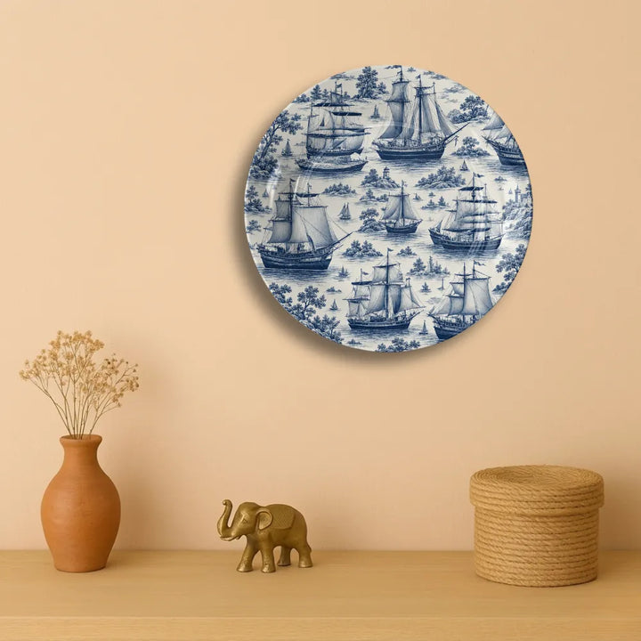 Vintage Blue & White Sailing Ships Maritime Heritage