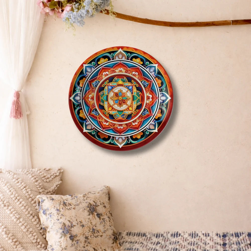 Colorful Tibetan Lotus Mandala Plate