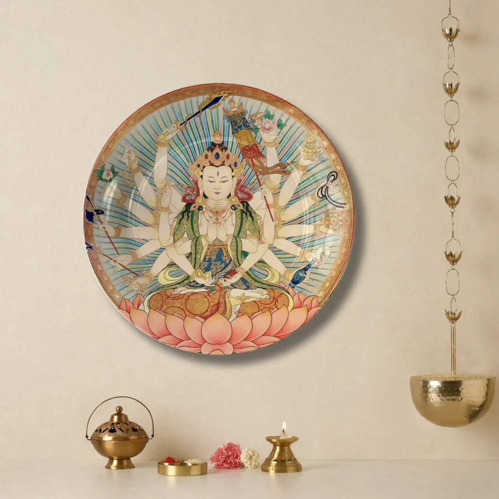 Tibetan Lotus Deity Art Plate