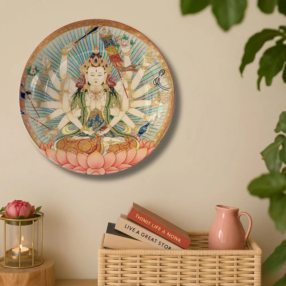 Tibetan Lotus Deity Art Plate