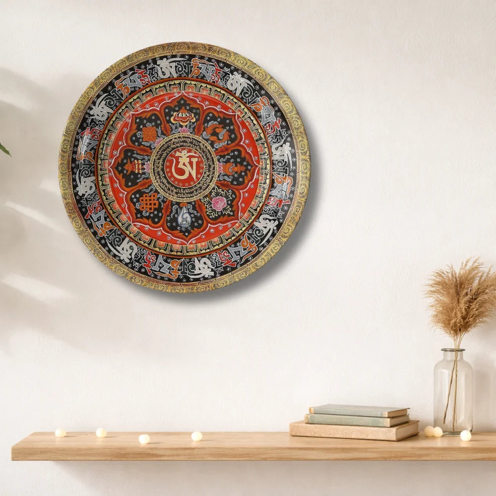 Tibetan Red Mantra Mandala Plate