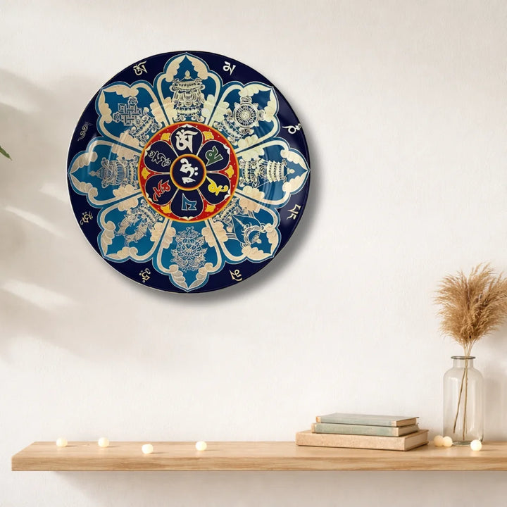 Tibetan Eight Symbols Mandala Plate