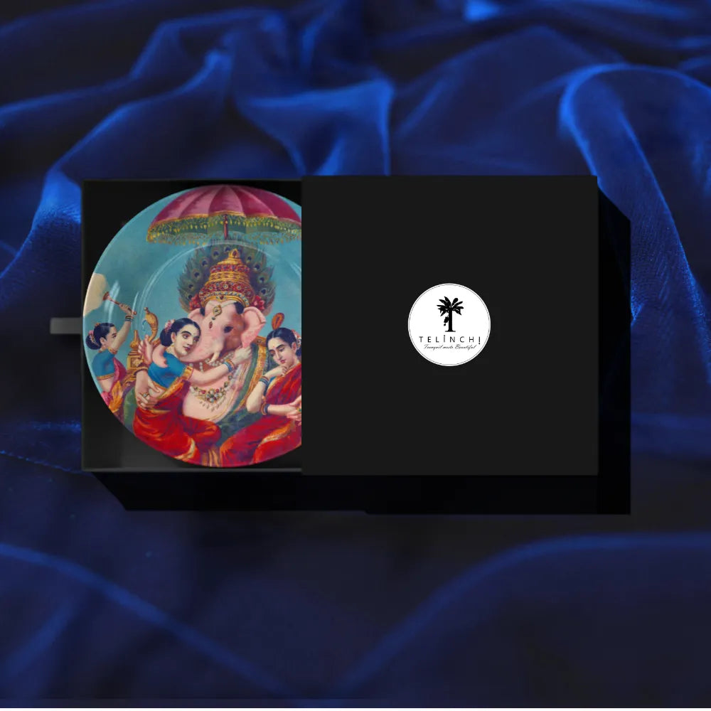 Raja Ravi Varma Lord Ganesha with Devotees – Divine Celebration