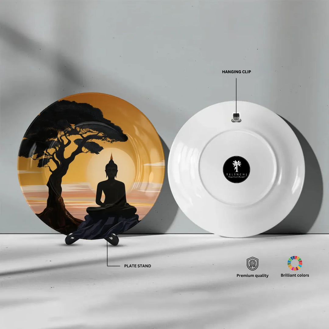 Serene Buddha Under Bodhi Tree Sunset