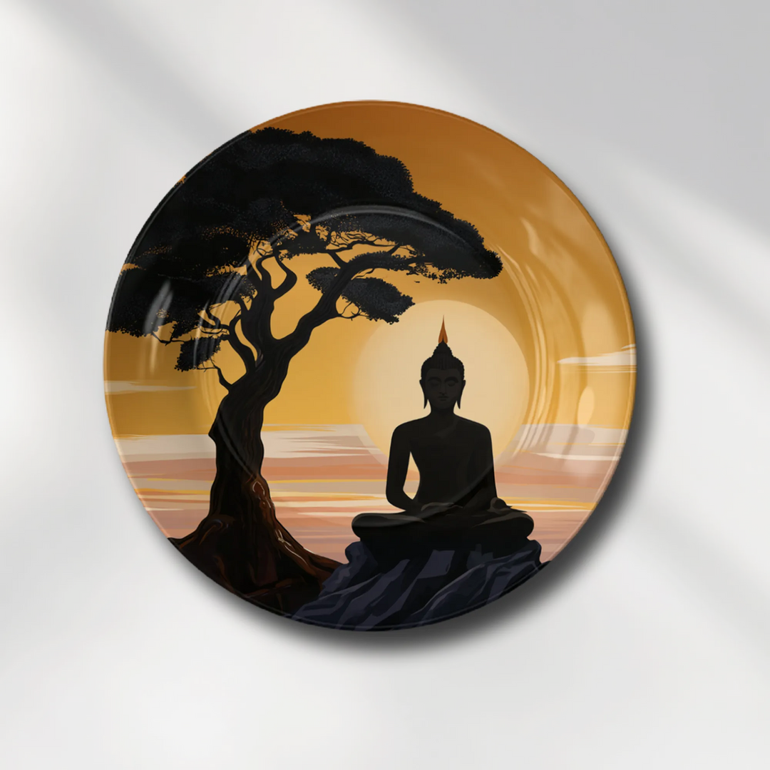 Serene Buddha Under Bodhi Tree Sunset