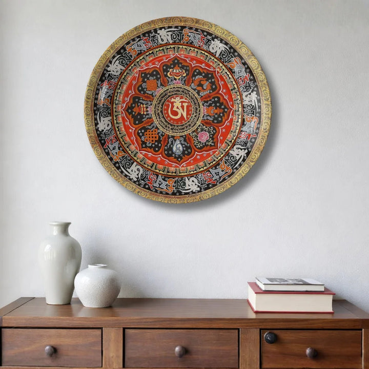 Tibetan Red Mantra Mandala Plate
