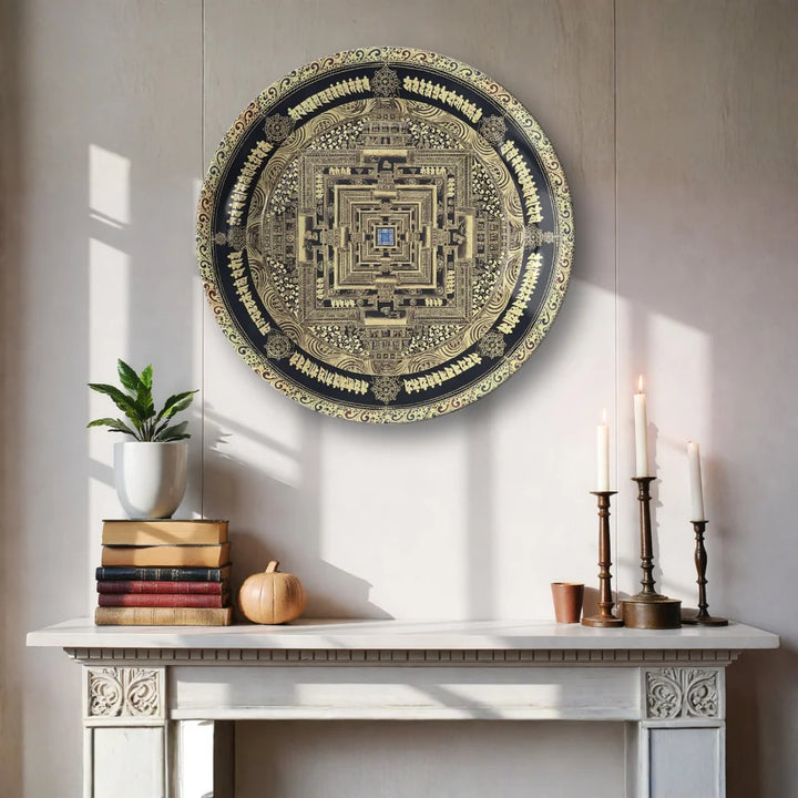 Tibetan Golden Sacred Mandala Plate