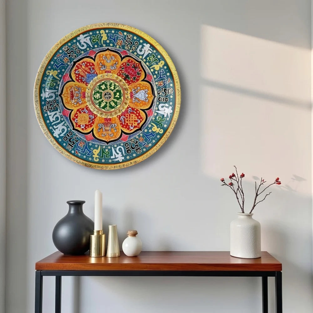 Tibetan Mantra Lotus Art Plate