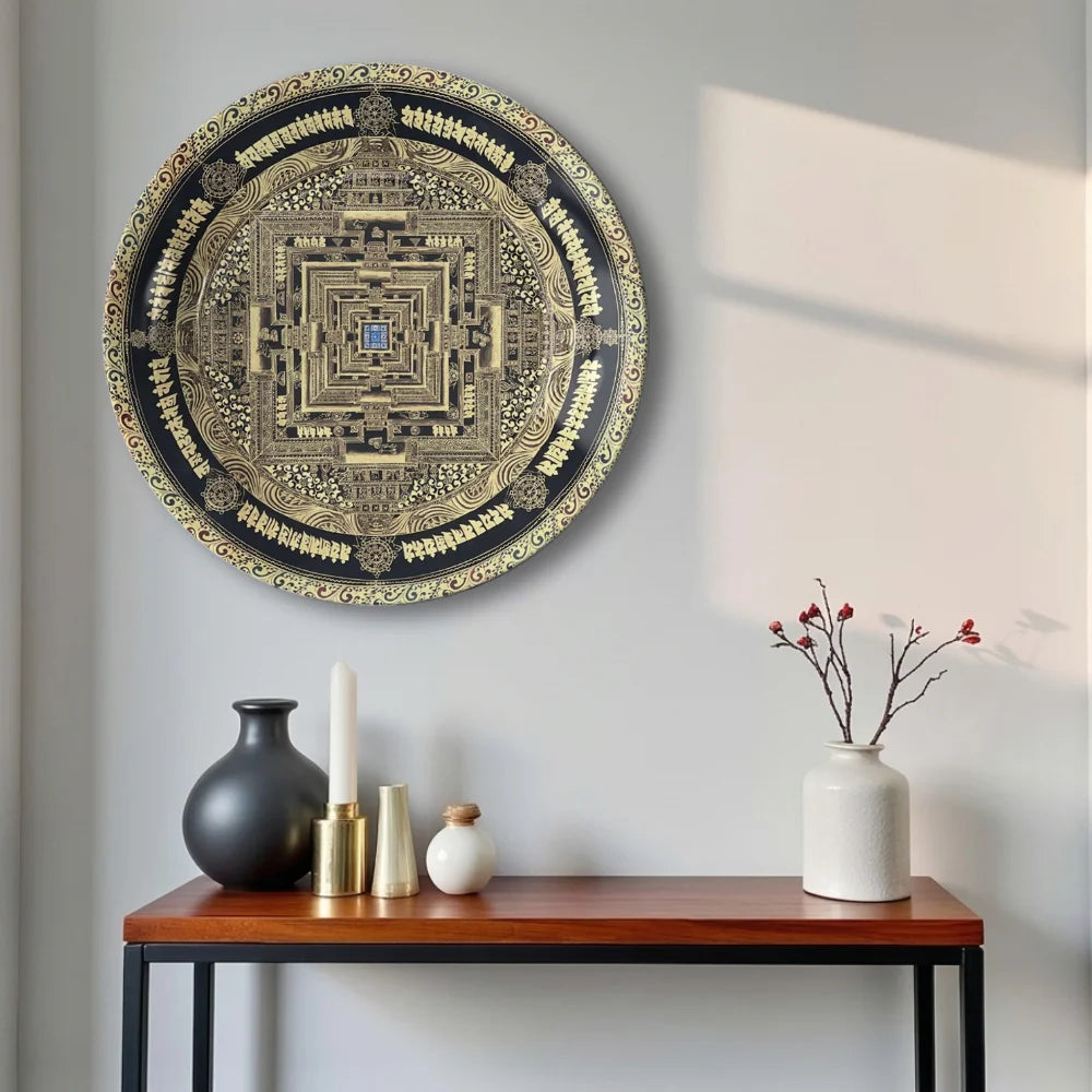 Tibetan Golden Sacred Mandala Plate