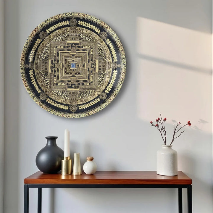 Tibetan Golden Sacred Mandala Plate