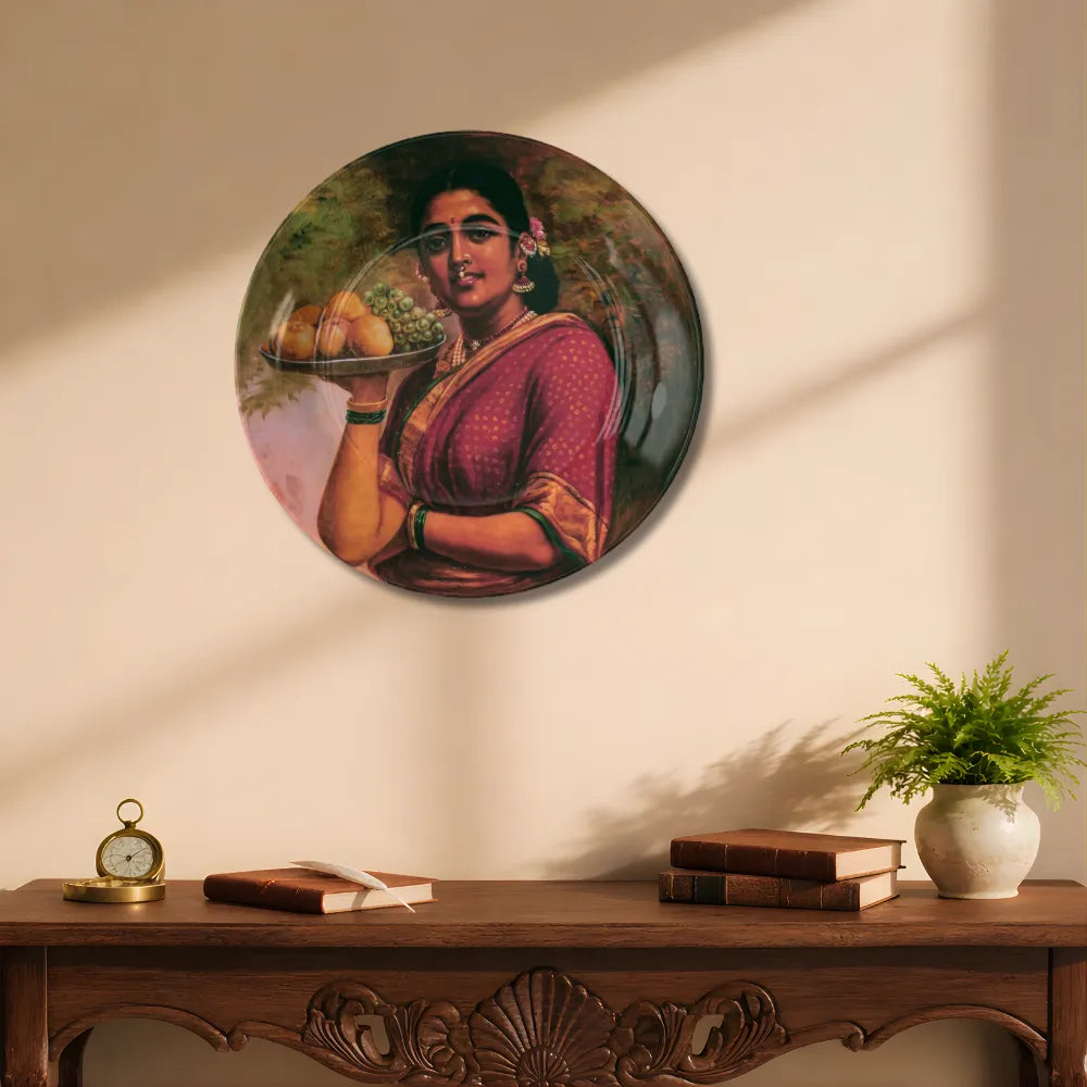 Raja Ravi Varma Inspired Lady with Fruits