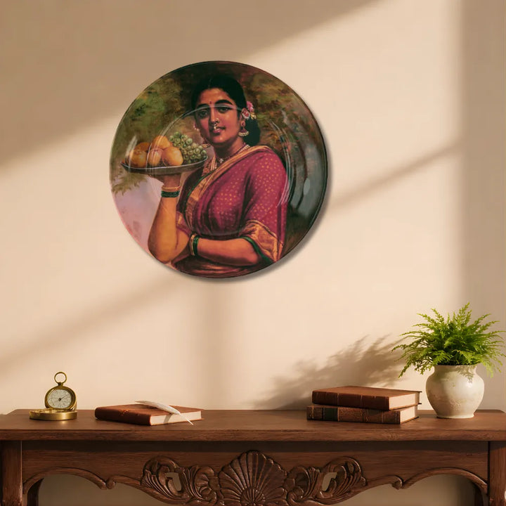 Raja Ravi Varma Inspired Lady with Fruits