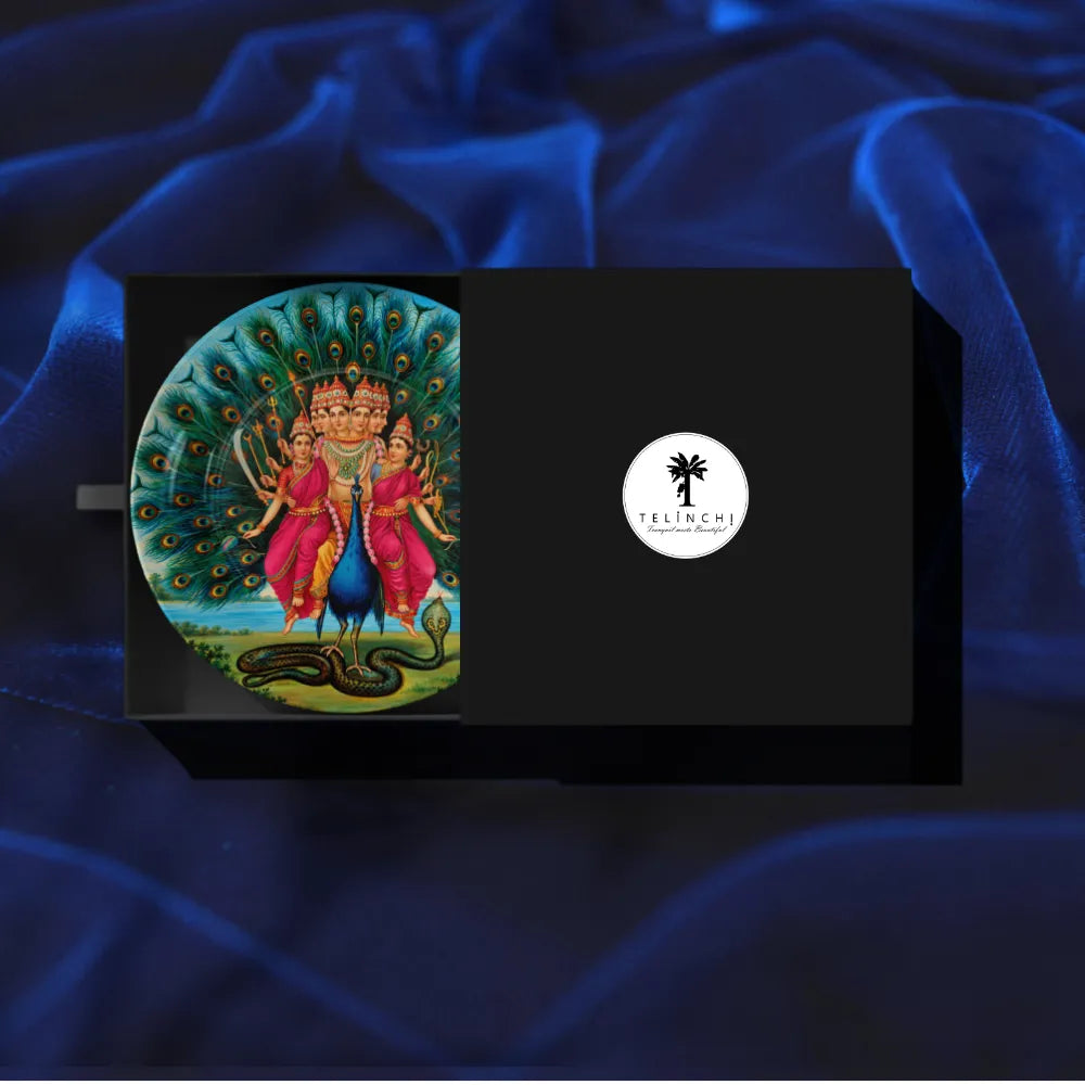 Raja Ravi Varma Lord Kartikeya with Peacock – Divine Shanmukha