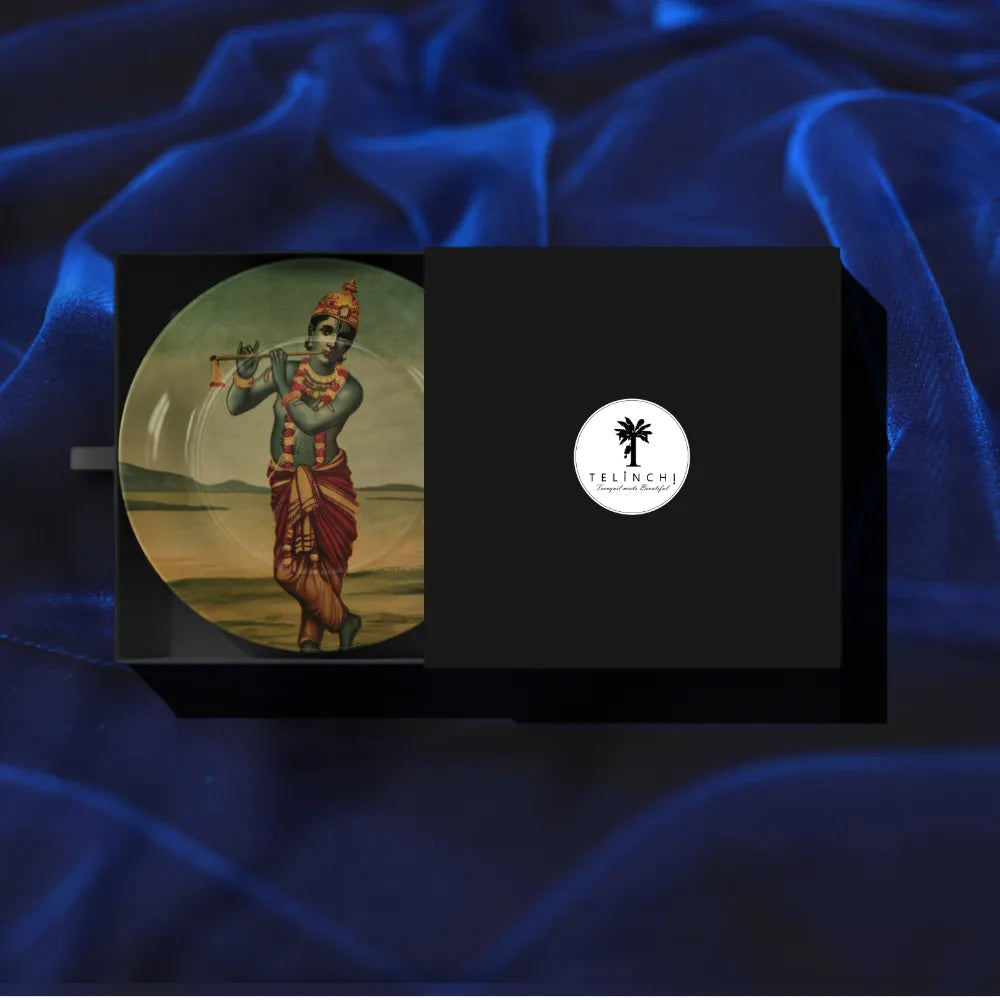 Raja Ravi Varma Inspired Lord Krishna Playing Flute