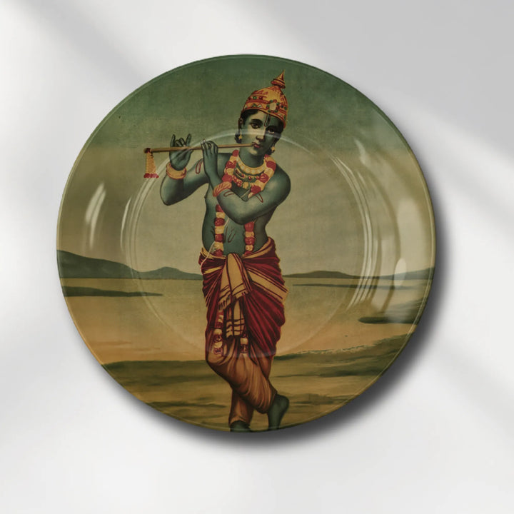 Raja Ravi Varma Inspired Lord Krishna Playing Flute