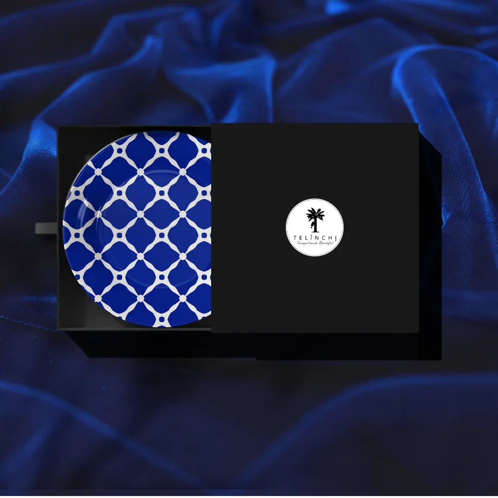 Royal Blue & White Moroccan Geometric Lattice
