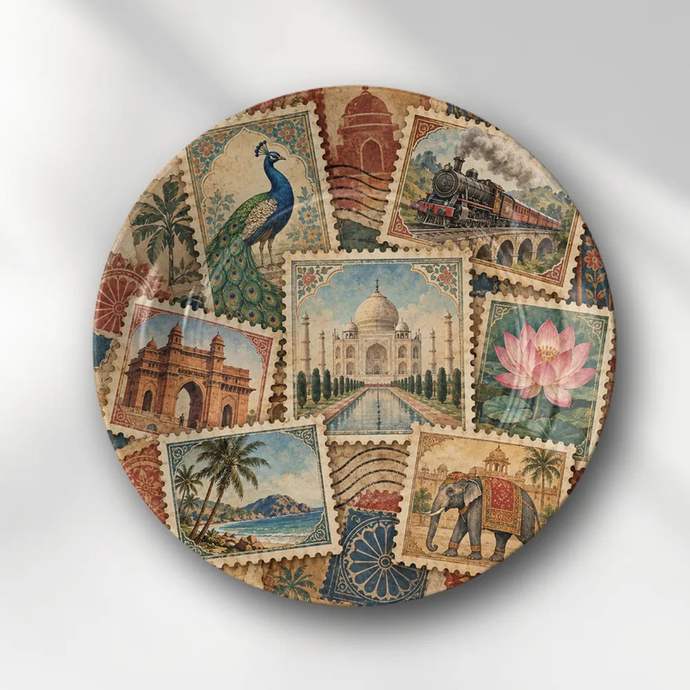 Vintage India Heritage Travel Postcard Collage