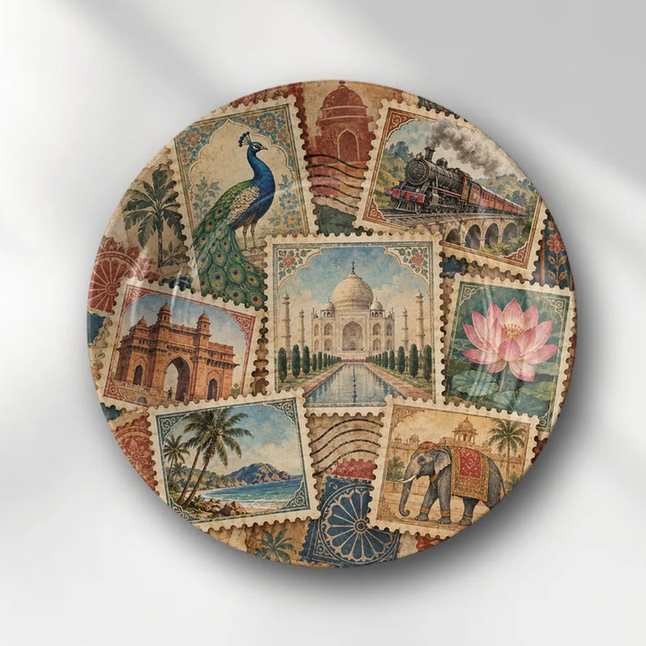Vintage India Heritage Travel Postcard Collage