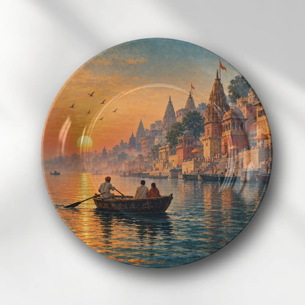 Sacred Varanasi Ghats at Golden Sunset