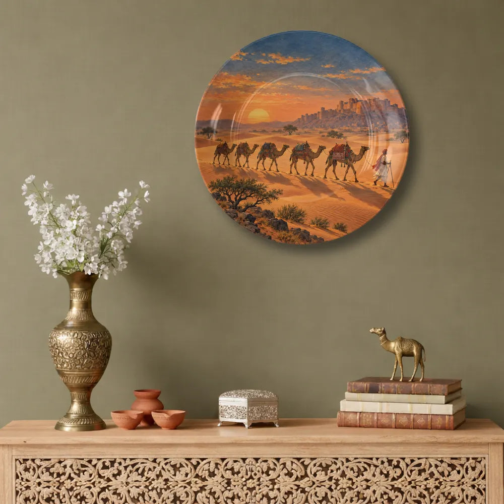 Golden Rajasthan Desert Camel Caravan Sunset