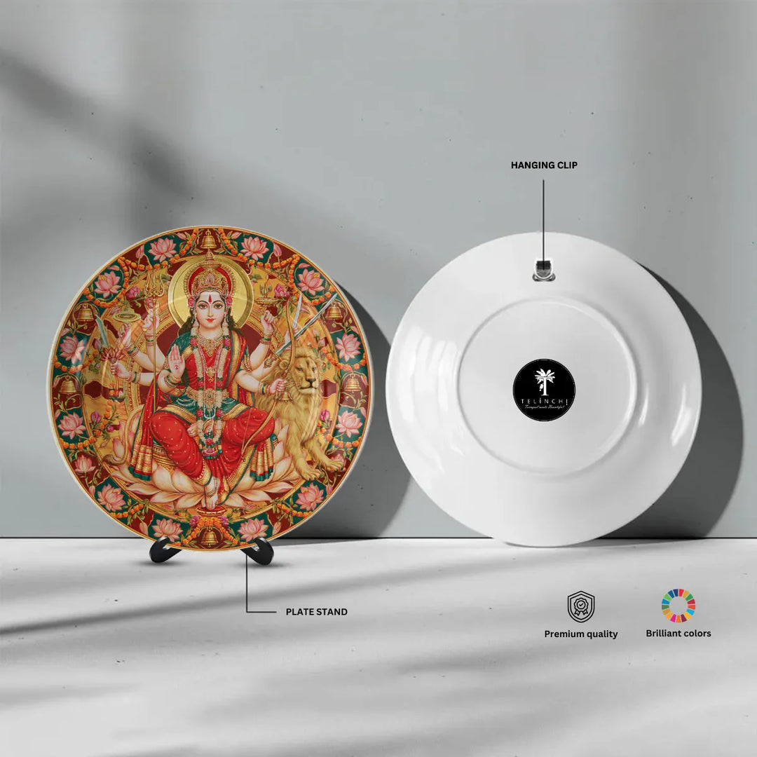 Divine Maa Durga with Lion & Golden Lotus
