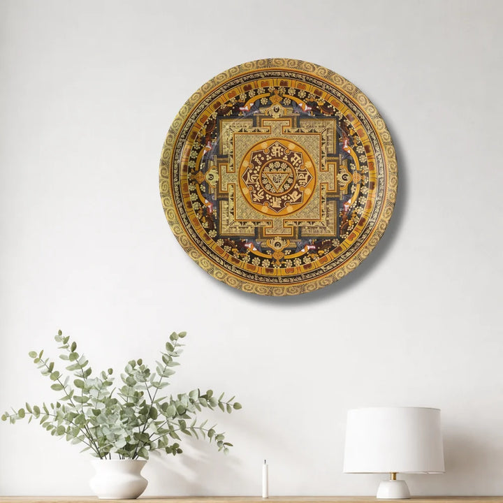 Golden Tibetan Sacred Yantra Plate