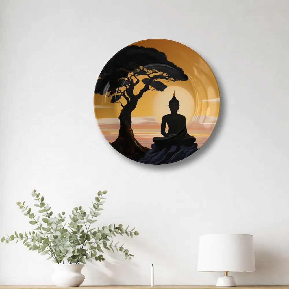 Serene Buddha Under Bodhi Tree Sunset